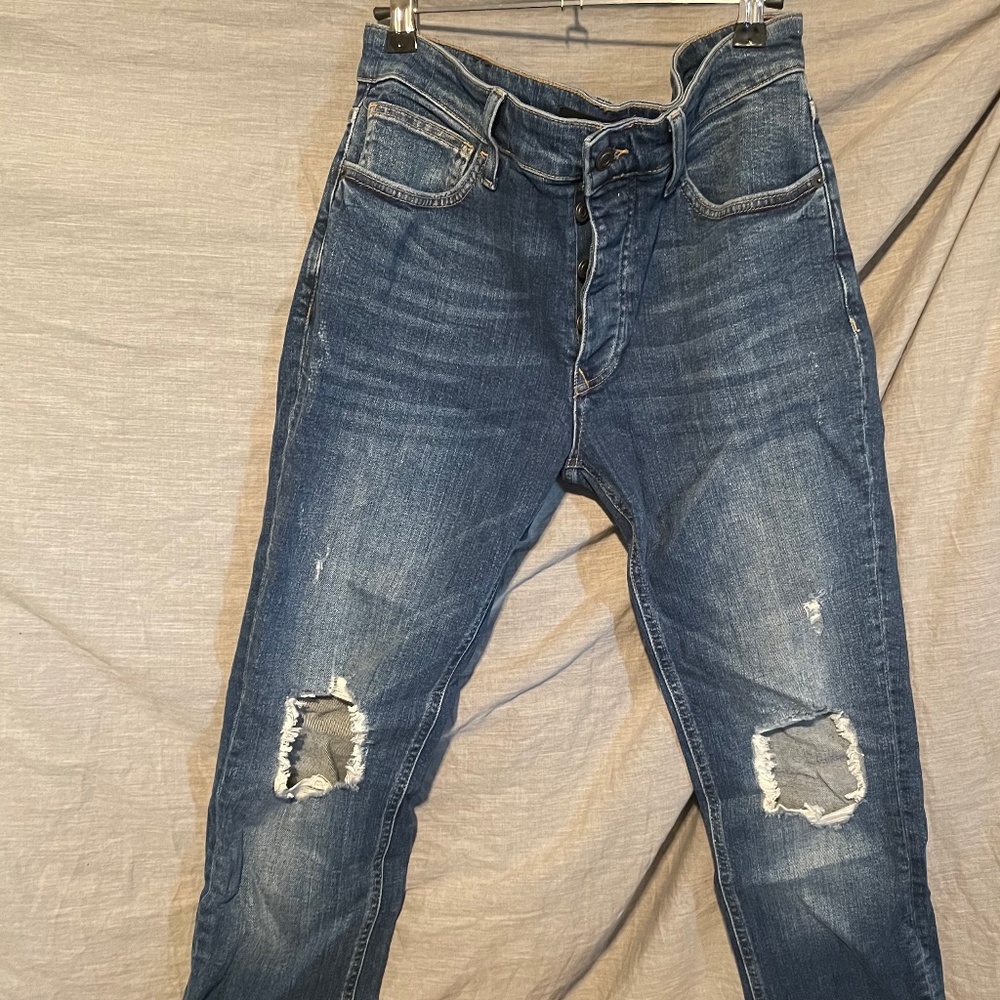 Blue Distressed Slim Fit Jeans